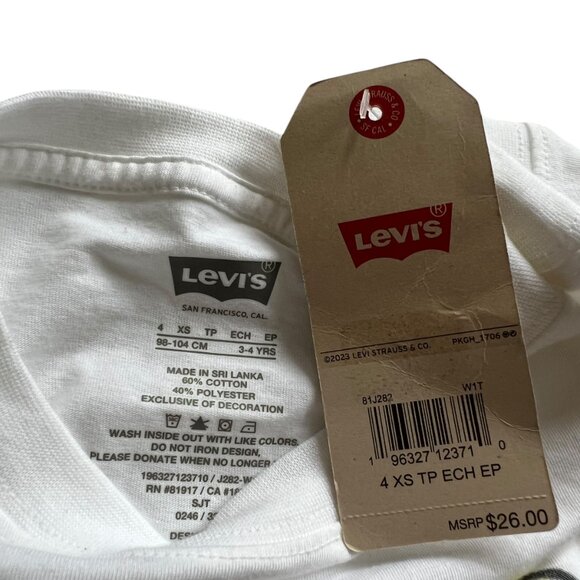 Levis long sleeve t-shirt girls size 4 white red graffiti style smiley faces top - Picture 3 of 3
